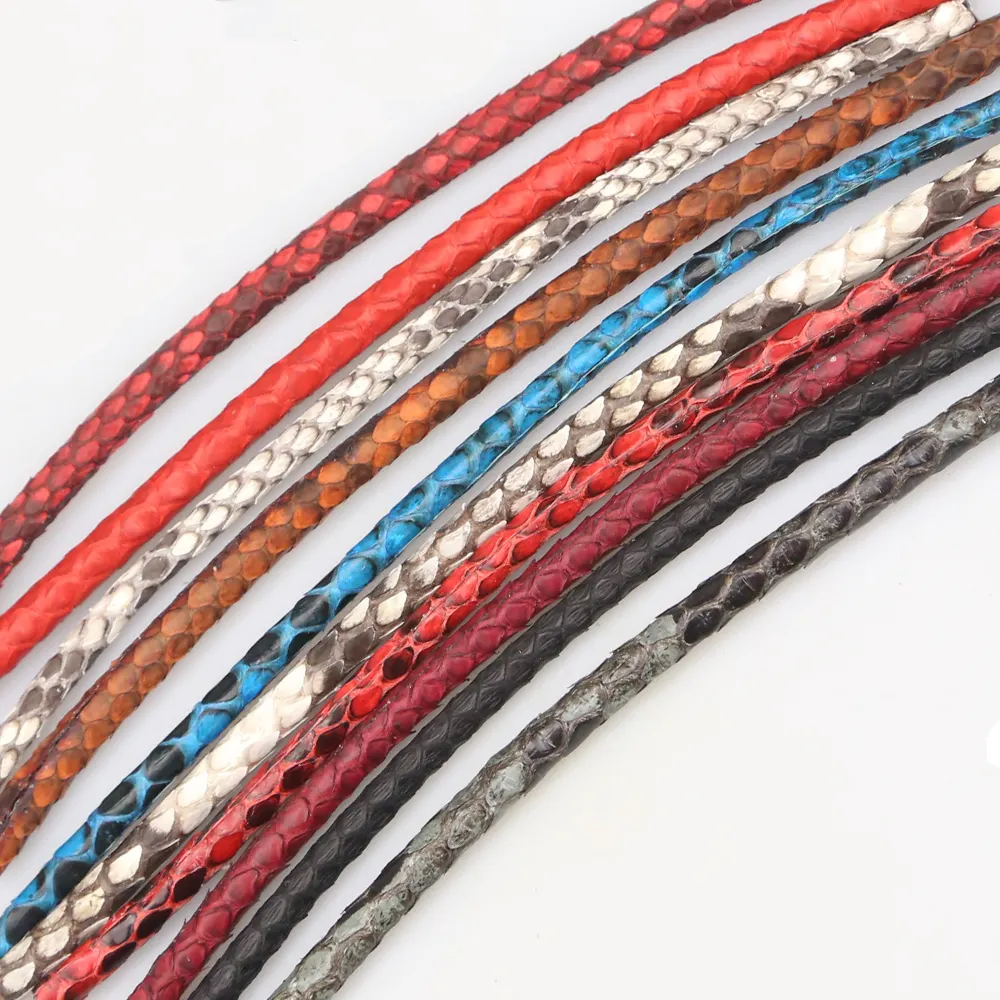 XuQian Wholesale Round Snake skin genuine Leather Cord for Bracelet making jewelry