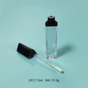 7ml Transparent Angular Tube with Black Cap and Flocked <b>Applicator</b> <b>Wand</b> for <b>Lip</b> <b>Gloss</b> <b>Lip</b> Glaze Lipstick Concealer - Product Image 1