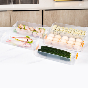 Organizador multicapa para refrigerador de cocina, contenedor de almacenamiento de dumplings, embalaje congelado, pastelería, dumplings, caja de huevos de plástico con asa - Product Image 2