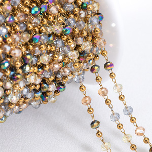 Xỉn màu miễn phí PVD 18K vàng thép không gỉ nhỏ kính hạt chuỗi đa màu sắc bóng trang sức chuỗi - Product Image 5