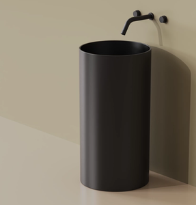 Lavabo a <span class=keywords><strong>colonna</strong></span> nero di design <span class=keywords><strong>standard</strong></span> <span class=keywords><strong>con</strong></span> foro per rubinetto, lavabo autoportante per reparto - Product Image 4