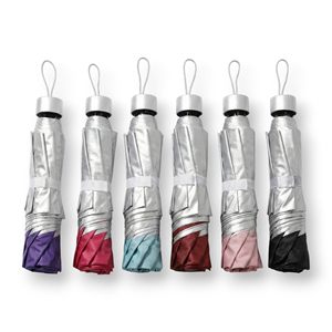 Parapluie pliant double usage soleil et pluie, avec logo imprimé, design créatif, trois sections, inversé, avec manche en caoutchouc argenté - Product Image 1
