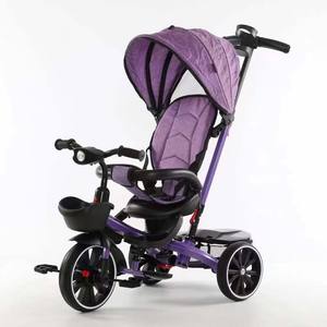 <span class=keywords><strong>Tricycle</strong></span> pour bébé à 3 roues, cadre en acier à haute teneur en carbone, panier avant en plastique noir, roues gonflables, frein arrière, musique, têtes 360 - Product Image 4