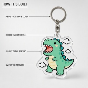 Portachiavi Personalizzato in Acrilico Trasparente, Stampa UV ad Alta Definizione su Due Lati, Charm <span class=keywords><strong>Anime</strong></span> Mascotte - Product Image 3