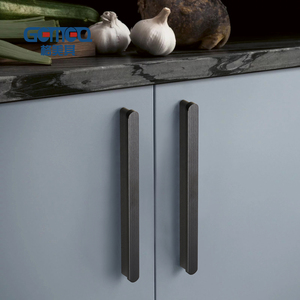 Armarios de cocina blancos, manija de muebles de puerta de Metal de aluminio negro <span class=keywords><strong>para</strong></span> <span class=keywords><strong>cajones</strong></span> - Product Image 2