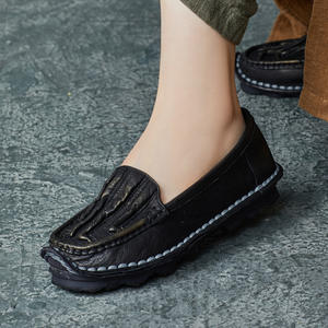 Botas de Mujer Estilo Británico Otoñales, Botines de Piel Auténtica con Plataforma y Tacón de Cuña con Cordones - Product Image 3