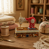 Boîte à bijoux décorative en émail en forme de machine à coudre pour la décoration de la maison
