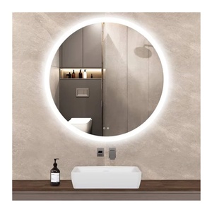 Miroir LED rétroéclairé intelligent de forme ronde personnalisé haut de gamme pour hôtels, design moderne avec fonction d'éclairage - Product Image 1