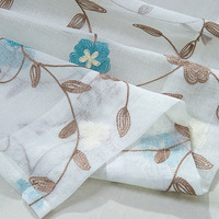 Ensemble de rideaux courts de cuisine et café, style ferme, broderie florale, 3 pièces, pour fenêtres courtes, rideaux courts à fleurs pour cuisine/