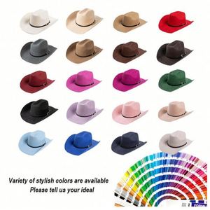 Sombrero Vaquero Occidental Retro de Estilo Nuevo, Sombreros Fedora de Ala Ancha para Hombre, Sombreros Fedora de Fieltro de Lana Personalizados al por Mayor con Logotipo - Product Image 2
