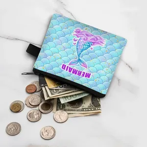 <span class=keywords><strong>Portamonete</strong></span> Casual a Forma di Sirena per Bambini, Chiusura con Cerniera, 5x4 Pollici, Borsa Portaoggetti in Poliestere con Design Cartone Animato 2D - Product Image 3