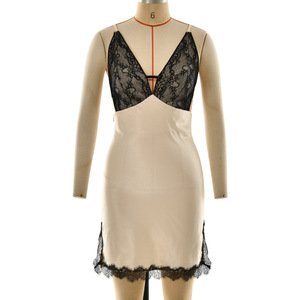 Vestido de noche ajustado para mujer, estilo europeo y americano, sexy, con encaje, escote en V, espalda descubierta, mini vestido. - Product Image 5