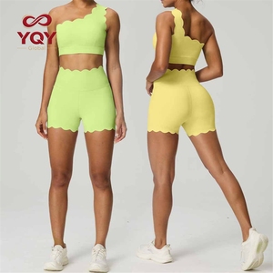 Conjunto de Yoga con Logotipo Personalizado, Sujetador Deportivo de un Solo Hombro, Ropa Deportiva, Pantalones Cortos para Correr al Aire Libre, Traje de Yoga para Mujer, Ropa Deportiva para Gimnasio - Product Image 5