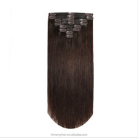 Extensions de cheveux naturels à clipser de 14 à 20 pouces, 100g/8 pièces avec 17 clips, couleur noir naturel, en stock important, cheveux humains vierges bruts