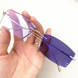 Lunettes photochromiques sans monture en alliage de titane, forme rectangulaire irrégulière, avec diamants, verres <span class=keywords><strong>photogray</strong></span> antireflet, pour homme et femme, modèle 2026 - Product Image 6