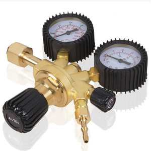 Régulateur de pression d'oxygène tout en cuivre de style européen EN, laiton, dioxyde de carbone, argon, azote, acétylène, propane, manomètres - Product Image 3