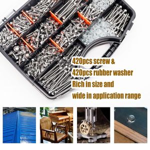 Self Tapping Screws Assortment Kit 840 Pcs #8 #10 #12 #14 Stainless Steel Hex Head For Metal Applications - Product Image 3