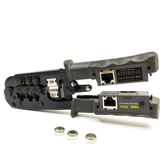 Professional RJ45 RJ11  Network Cable Crimper Tool with Built-in LAN Cable Tester for 8P 6P 4P Modular Plugs Networking Tools