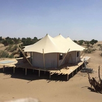 Tente de camping de luxe en plein air, tente de safari en toile PVDF imperméable pour hôtel-resort avec salle de bain