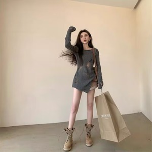 Suéter de Punto con Cuello Redondo Estilo Coreano para Mujer, Primavera y Otoño, Cintura Ajustada con Cola de Pescado, Suéteres, Tops - Product Image 6