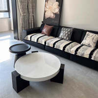 Ensemble de tables basses convertibles contemporaines à plateau en faux marbre, extensibles, mobiles, à hauteur réglable, montage facile, pour salon
