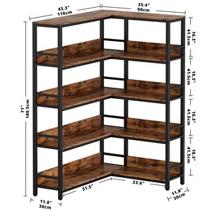 Coin industriel à 5 niveaux avec support de rangement avec cadre en métal pour salon bibliothèque de bureau à domicile <span class=keywords><strong>Etagere</strong></span> étagère - Product Image 6