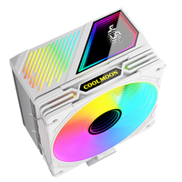 Pendingin CPU PC Gaming GT400 Performa Tinggi Putih 4 Heat Pipe ARGB Layar Temperatur 145W TDP 23dBA Senyap