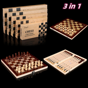 Cờ Vua 3 trong 1 bằng gỗ <span class=keywords><strong>backgammon</strong></span> trò chơi thiết lập gấp cờ từ Hội Đồng Quản trị trò chơi di động Hội Đồng Quản trị Trò chơi cờ vua trẻ em - Product Image 1