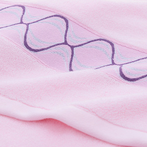Jingjing Bath Towels 70x140cm Pure Cotton Geometric Pattern Beach Shower Towel Rectangle Pink Yellow Blue - Product Image 2