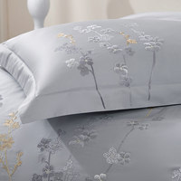 Parure de lit brodée florale en gros, en coton doux, taille Queen, pour cadeau de mariage, logo personnalisé disponible