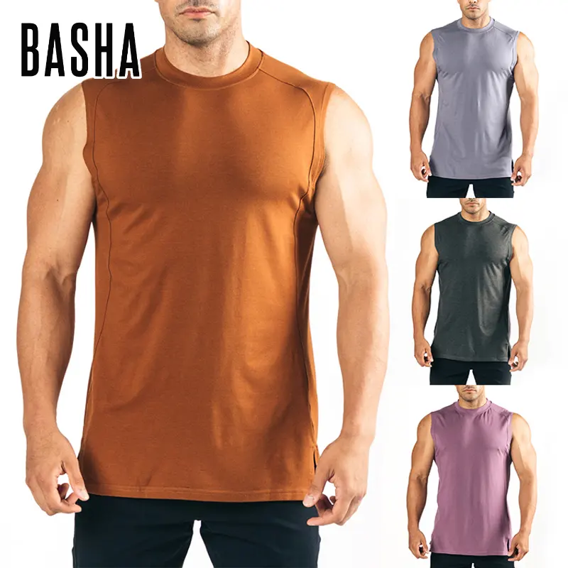 BASHAsports – vêtements de sport pour hommes, musculation, Muscle, anti-transpiration, Compression, bras goutte, t-shirts, course Active, débardeur sans manches