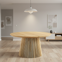 Table à manger ovale extensible en bois rustique, design minimaliste nordique, mobilier de restaurant DISHI Wood.