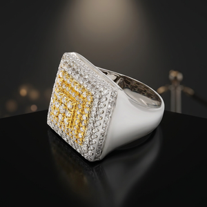 Anillo de Diamantes de Plata 925 de Lujo con Diseño Plateado, Diamantes Cultivados en Laboratorio con Corte Brillante Redondo, Unisex, para Uso Diario - Product Image 1