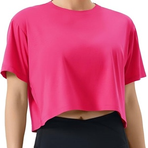 T-shirt court d'été personnalisé à motif imprimé pour femme, à manches courtes, coupe carrée, pour le yoga, la course à pied, compressé et à séchage rapide - Product Image 6