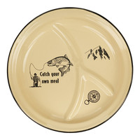 24cm 27cm Cuisine Rond Vert Extérieur Émaillé Compartiment Sectionnel Diviseur Alimentaire Dîner Plat Émail Divisé Assiette Séparée