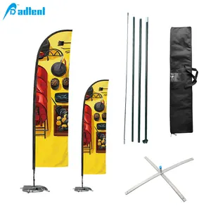 Display esterno poliestere double sided advertising beach flying flag feather banner struttura in fibra di vetro con base e borsa