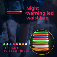 Sac banane sport LED USB rechargeable et étanche en Lycra, idéal pour la course nocturne, sac banane lumineux à LED