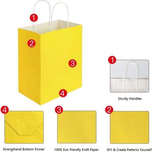 Bolsas de Papel Kraft Medianas con Asas para Cumpleaños, Bodas, Fiestas, Compras, Regalos, Bolsas de Papel Resistentes - Product Image 6