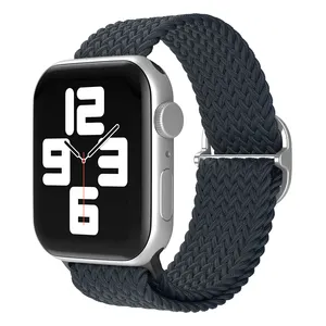Apple Watch için toka yumuşak elastik dokuma kayış bilezik ile 55 renkli streç ayarlanabilir naylon örgülü saat kayışı