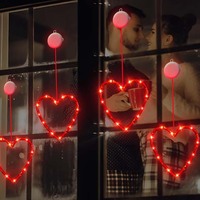 TSINYE Lumières LED en forme de cœur pour la Saint-Valentin, en PVC, à ventouses, 16 cm, rideau lumineux suspendu, décoration pour les mariages