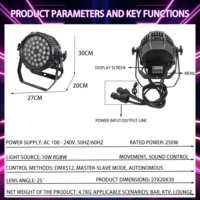 Ensemble de 36 lumières de scène plates en aluminium moulé sous pression, étanches, trois en un, LED, pour discothèque, mariage, DJ, fête