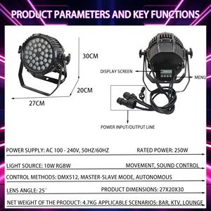 Ensemble de 36 lumières de scène plates en aluminium moulé sous pression, étanches, trois en un, LED, pour discothèque, mariage, DJ, fête - Product Image 4