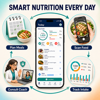 Développement d'une application de planification nutritionnelle fiable pour iOS et Android avec des programmes de repas, suivi des calories et scanner alimentaire LionCreate