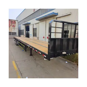 Custom 2-Axis Semi-Trailer Made in China Flatbed Wood Floor Container for Tons of Baled Cargo Transport for Factory Use