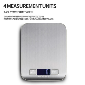 Balance de cuisine numérique 10/5kg-1g avec écran LED, panneau en acier inoxydable, balances électroniques pour la maison, la nourriture, les collations, la pesée, les outils de pâtisserie - Product Image 3