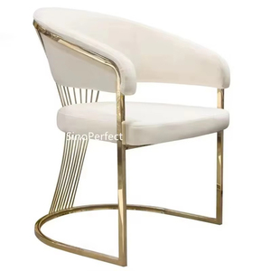 Chaises de mariage en acier inoxydable doré, meubles de banquet sur mesure en gros, pour la vente - Product Image 1