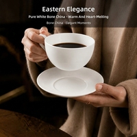 Tasse à latte en céramique à large ouverture de 350 ml avec poignée et soucoupe, version blanche unie personnalisable de qualité supérieure, grande tasse à café pour latte