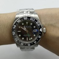 Montre mécanique pour homme NH34 GMT SEILOCE populaire, montre-bracelet automatique de luxe, acier inoxydable, étanche 5BAR, montres de sport
