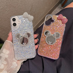 <span class=keywords><strong>Funda</strong></span> de Lujo de TPU con Espejo y Purpurina de Ratón para <span class=keywords><strong>IPhone</strong></span> 17 Pro Max con Diseño de Lazo Estilo Coreano para Chicas para <span class=keywords><strong>iPhone</strong></span> 16 15 - Product Image 1
