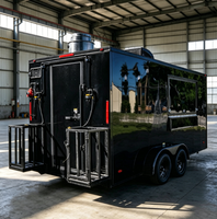 Remorque alimentaire mobile personnalisable en acier inoxydable/aluminium, cuisine complète, nettoyage facile, double essieu, logo personnalisé, restauration rapide en extérieur